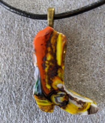 Fused Glass Boot Pendant